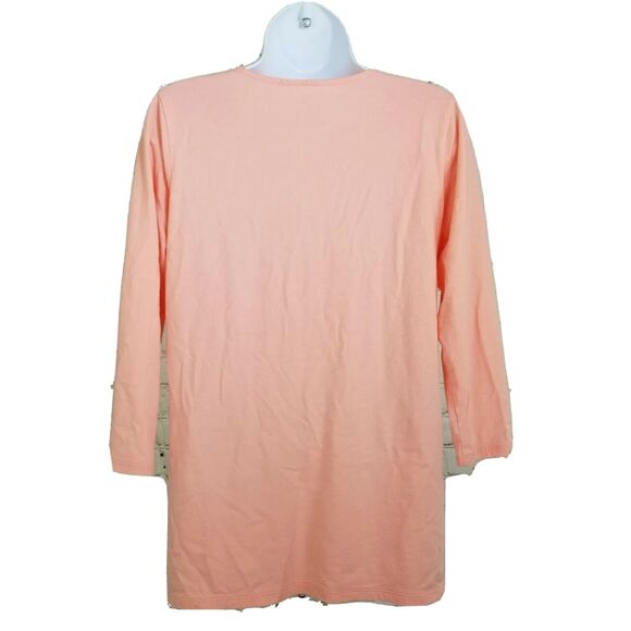 J Jill Womens Shirt Small Embroidered Long Sleeve Pink Peach Soft Linen Top Boho - Picture 4 of 6